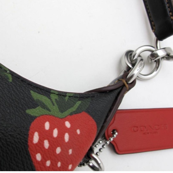 Coach Wild Strawberry Print Payton Shoulder Bag Black Multi - Picture 5 of 8